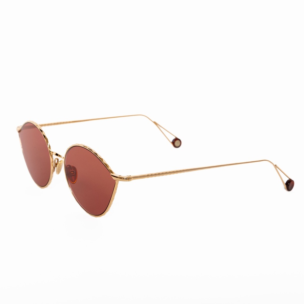 SOLD - AHLEM Place des Alpes Champagne Gold Cat Eye Sunglasses — Rosy Brwn Lens - Picture 3 of 15